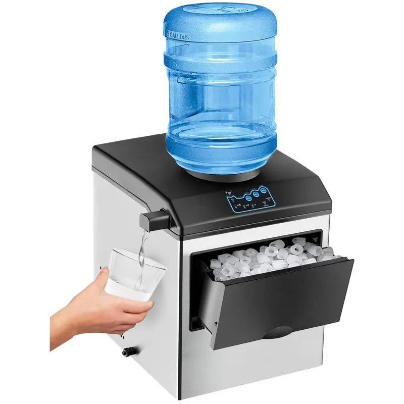Dual-Function Countertop Ice Maker & Water Cooler – 48 lbs/24 Hours with Small/Medium/Large Ice Options