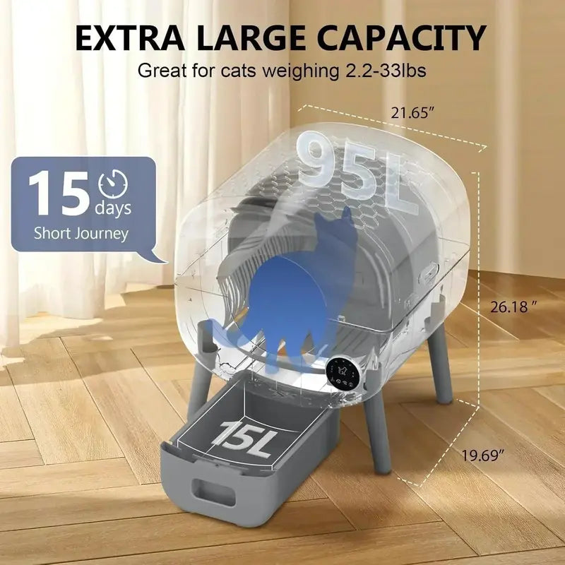 Large-Capacity Self-Cleaning Cat Litter Box – Automatic Scooping, Odor-Controlled for Multi-Cat Homes