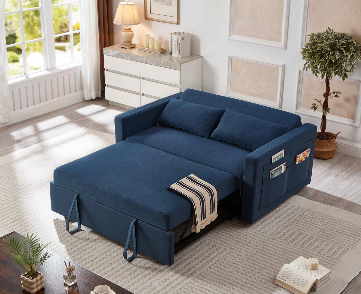 Noodeniya 54" Twins Pull Out Sofa Bed, Modern Convertible Sleeper Couch, Fabric Loveseat for Small Place, Light Gray