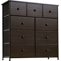 REAHOME Dresser with 9 Drawers Leather Finish Chest of Drawers Dressers for Bedroom Rustic Brown RZP9B1