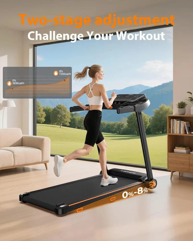 Foldable Home Treadmill with Adjustable Incline – Dual LED Display & Office-Friendly Design