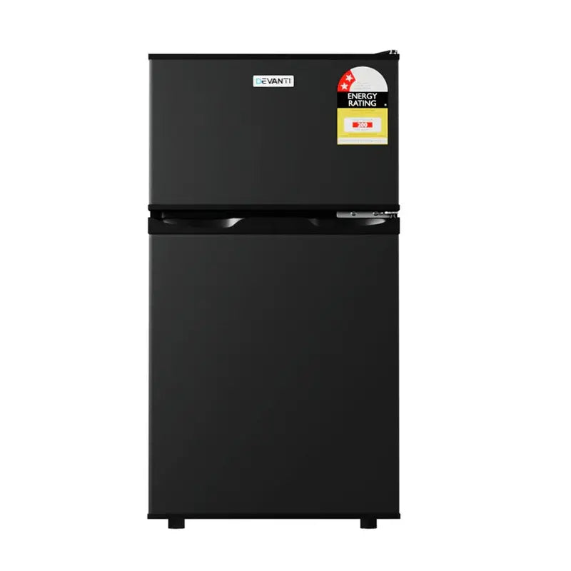 Devanti 80L Bar Fridge – Compact Black Mini Refrigerator & Freezer Combo