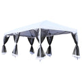 Outsunny 10' x 20' Easy Pop Up Canopy Party Tent with 6 Removable Mesh Sidewalls - Cream White