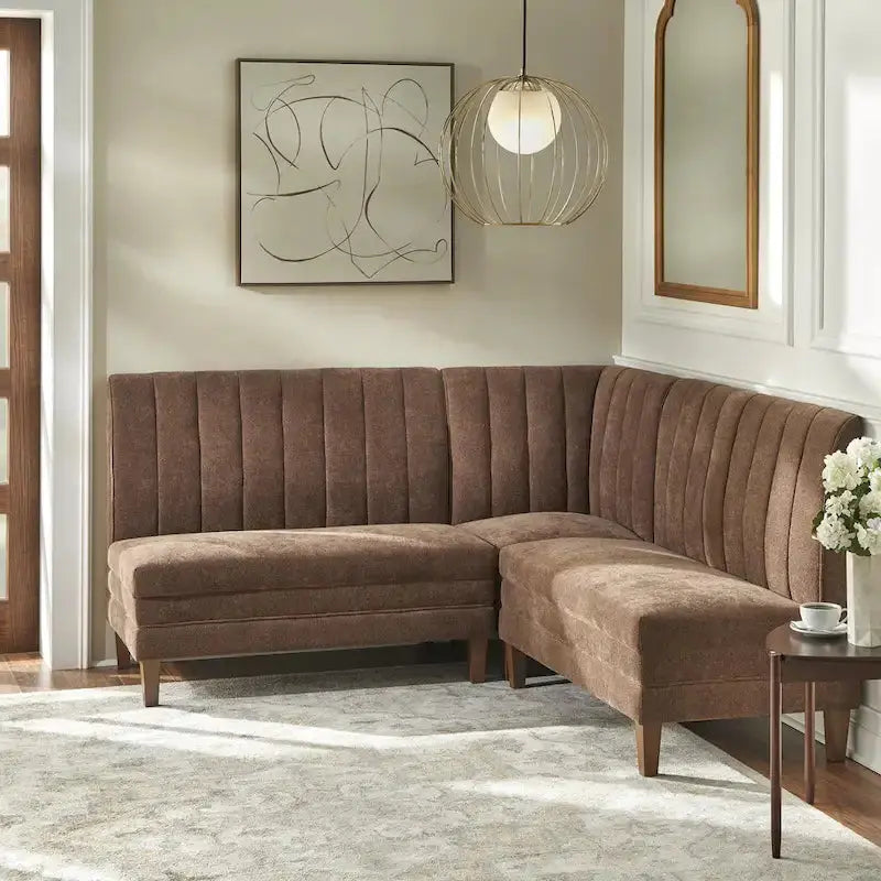 Lifestorey Kerrington Banquette Set – 3-Piece Channel-Back Upholstered Seating