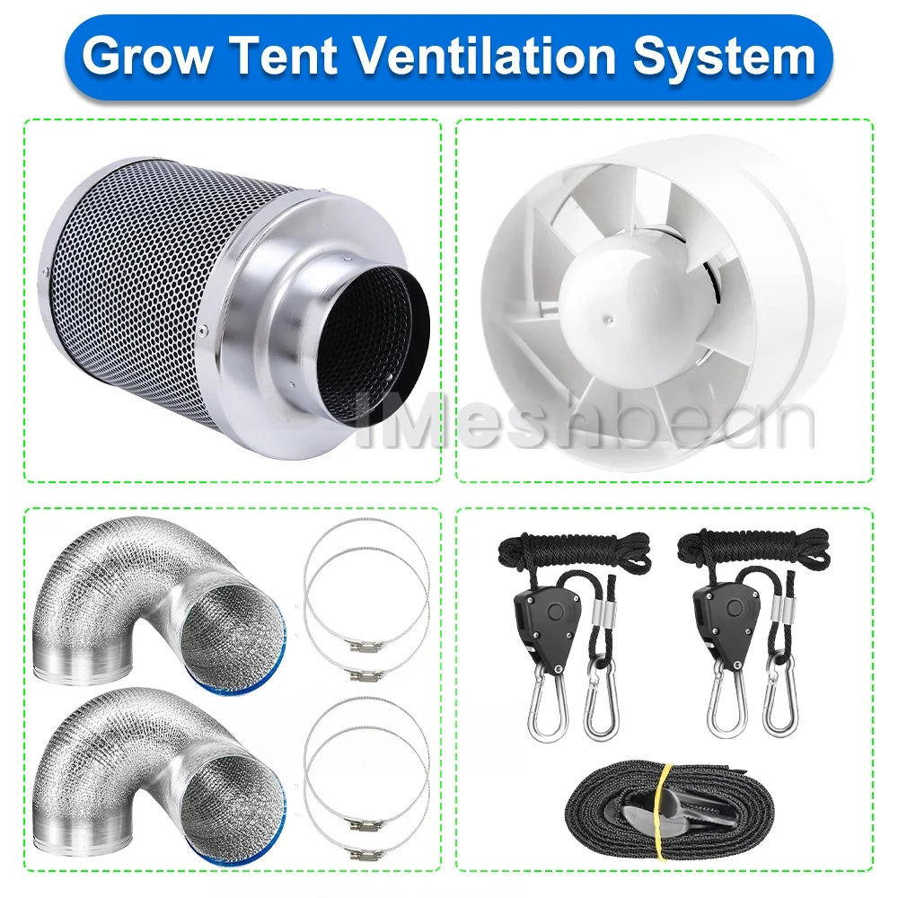 Imeshbean Upgraded 32"x32"x63" Grow Tent Kit, Fabric, Complete System, LED Light, Includes Fan & Timer