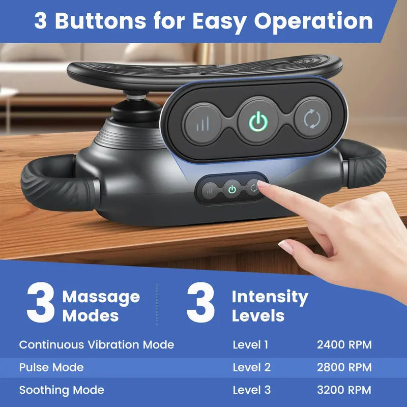 Cordless Deep-Tissue Massage Gun — Three Interchangeable Heads for Targeted Relief