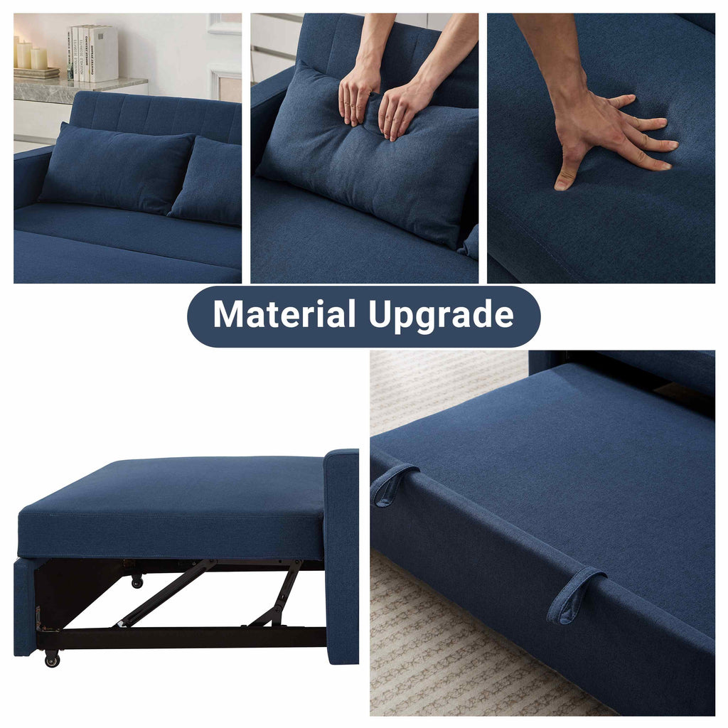 Noodeniya 54" Twins Pull Out Sofa Bed, Modern Convertible Sleeper Couch, Fabric Loveseat for Small Place, Light Gray