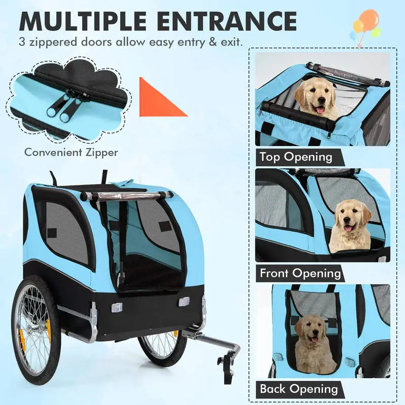 Pet Bike Trailer – 40kg Capacity, Secure Enclosure for Small to Medium Dogs