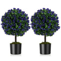 Set of 2 Artificial Purple Rose Topiary Balls – 22-Inch Faux Shrub Arrangements in Decorative Pots