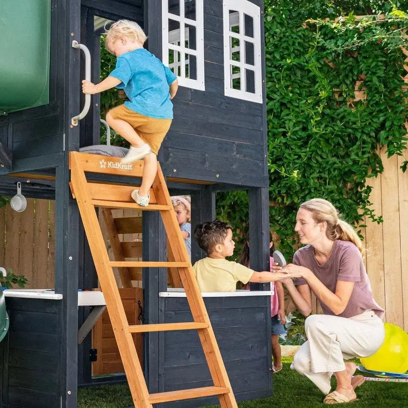 KidKraft Cozy Escape Navy Playhouse – Fully Assembled Backyard Play Structure