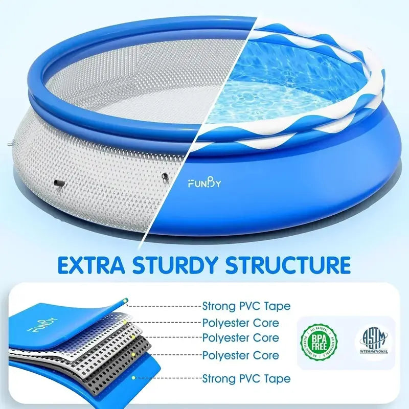 Double-Ring Above-Ground Inflatable Pool – Quick-Setup, Heavy-Duty Outdoor Swimming Pool