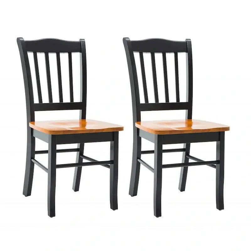 Shaker-Style Side Dining Chairs (2-Pack) – Timeless Wooden Seating with Slatted Back Design