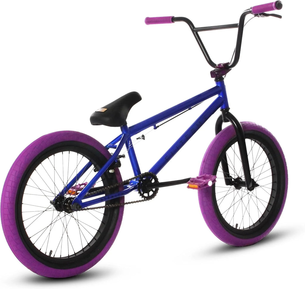 Elite BMX Bicycle 20" Freestyle Bike - Stealth Blue Purple Ideal for Ages 7 to 18 Years