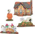 Snow Village Halloween Trick-or-Treat Lane Scene with Peanut House Miniature