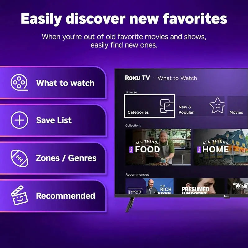 Roku Select Series 50-Inch 4K HDR Smart TV – Voice Remote, Streaming Ready, Slim Design