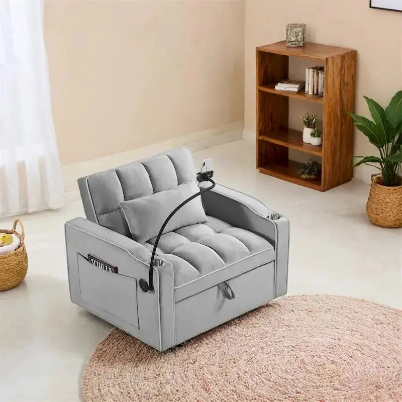 Convertible Sleeper Chair – Adjustable Pull-Out Sofa Bed with Upholstered Lounge Design