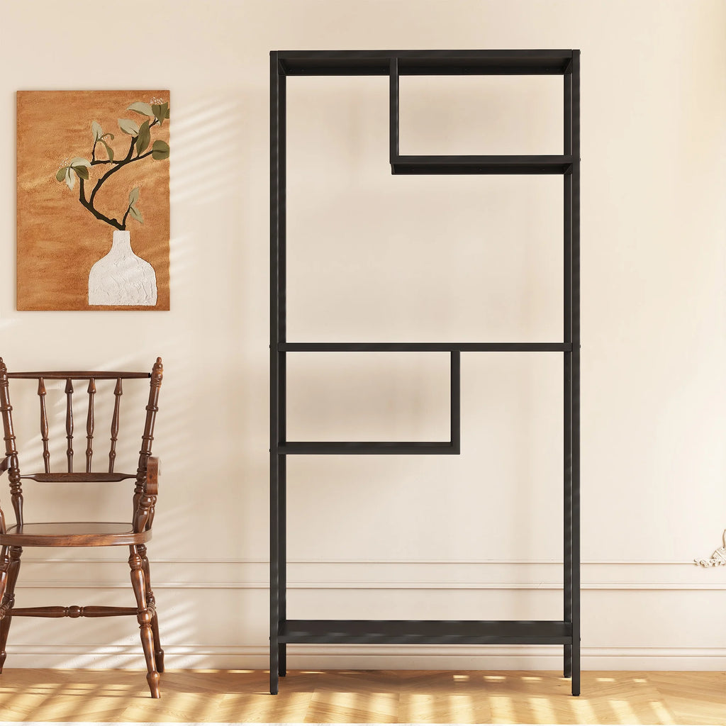 Modern Storage Shelf with 4 Compartments & Metal Legs, Freestanding Organizer, Book Shelves Display Shelves for Living Room, Bedroom, Home Office