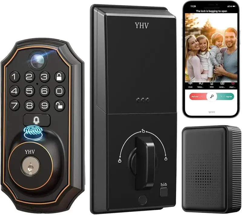 Smart Keyless Door Lock with Built-in Camera: Fingerprint, App & Remote Access Control
