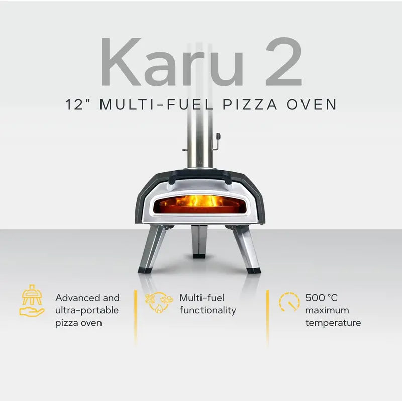 Ooni Karu 2 Multi-Fuel Pizza Oven — Wood & Gas Capable with Included Pizza Stone