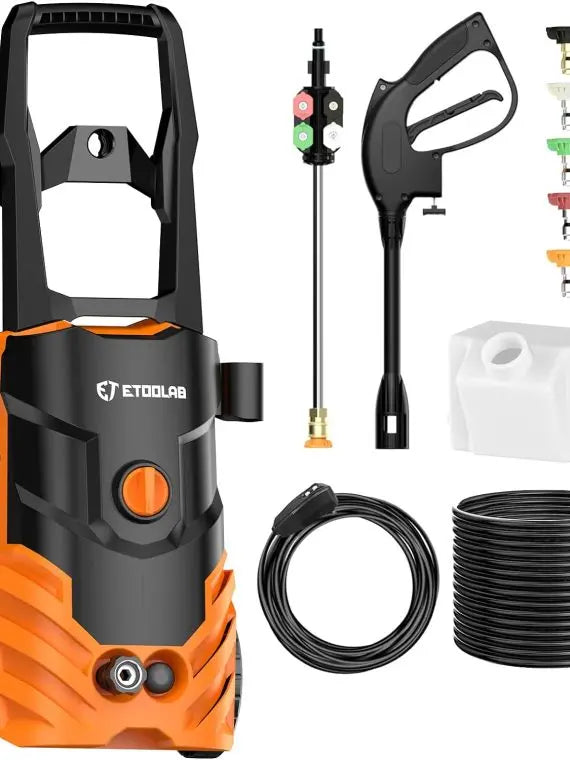 Orange Electric Pressure Washer 3800PSI 2.4GPM with 5 Nozzles, Dual Water Intake & 35FT Cord for Cars, Fences, Patios Cleaning