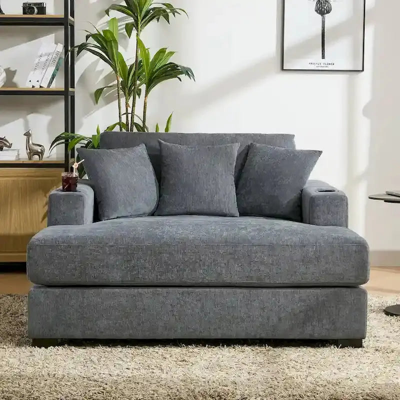 Oversized Chaise Lounger – Three-Size Options with Complementary Throw Pillows