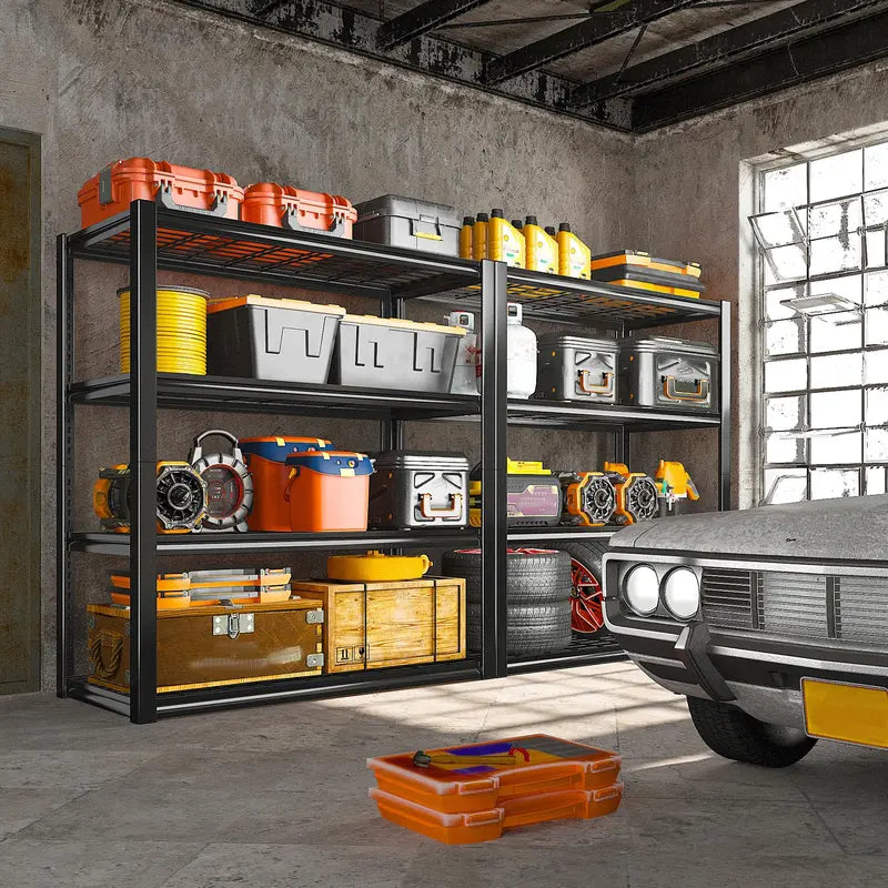 REIBII Heavy Duty Metal Garage Shelving 40″ Wide, 2240 LBS Capacity, Adjustable Storage Shelves for Home & Commercial Use