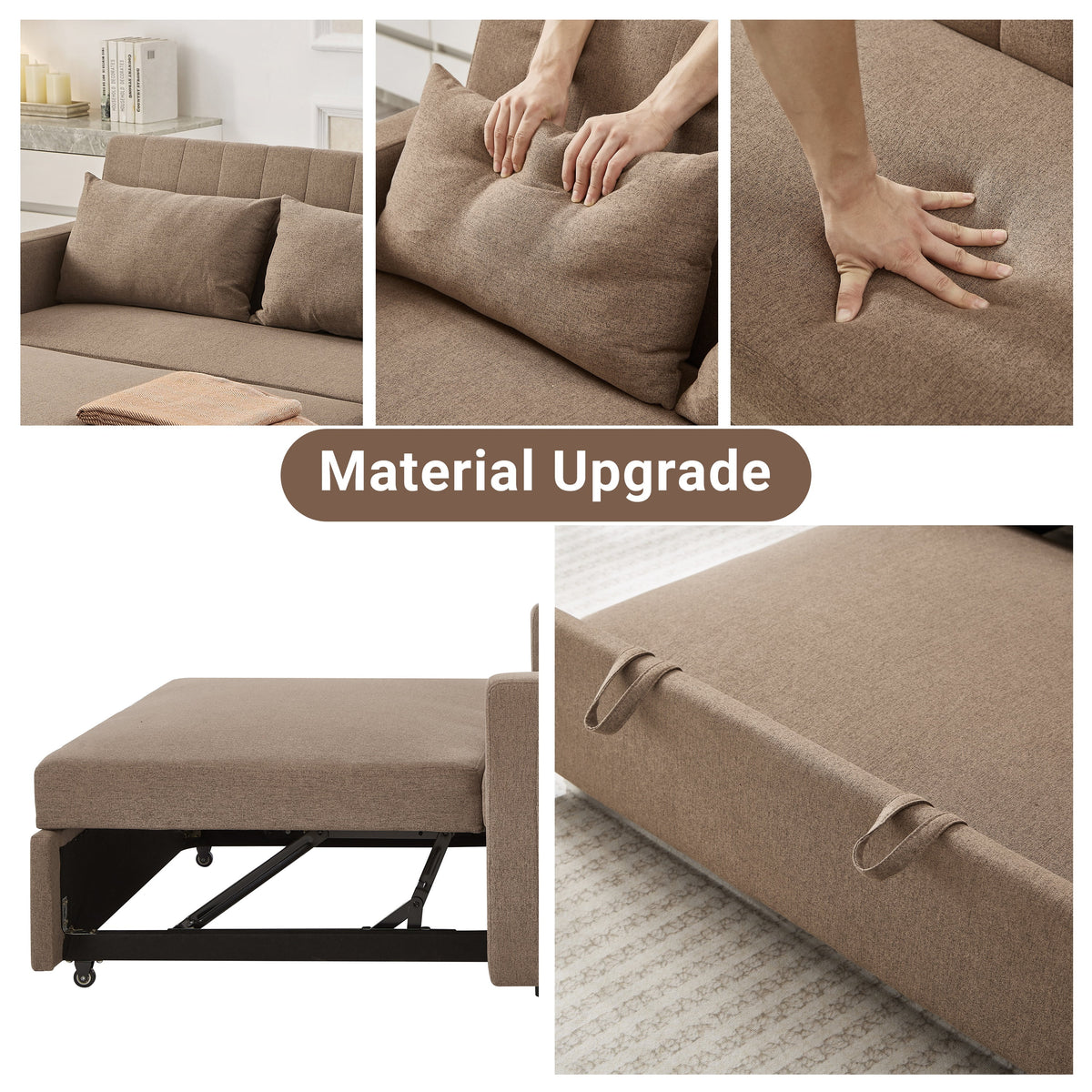Noodeniya 54" Twins Pull Out Sofa Bed, Modern Convertible Sleeper Couch, Fabric Loveseat for Small Place, Light Gray