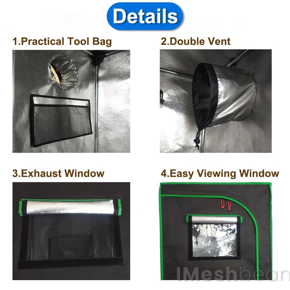 Imeshbean Upgraded 32"x32"x63" Grow Tent Kit, Fabric, Complete System, LED Light, Includes Fan & Timer