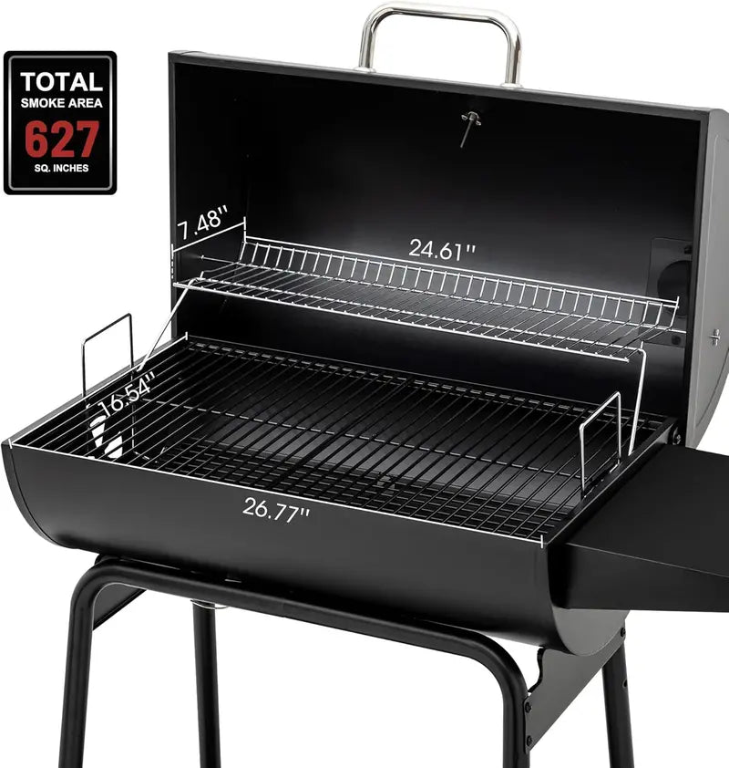 Royal Gourmet CC1830 30-Inch Barrel Charcoal Grill with Side Table – 627 Sq. In. Outdoor BBQ for Backyard Entertaining and Patio Use