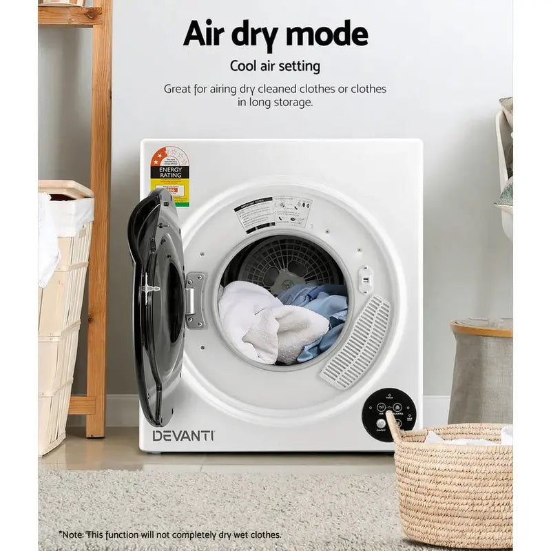 Devanti 5kg Fully Automatic Tumble Dryer – Compact Black Laundry Appliance
