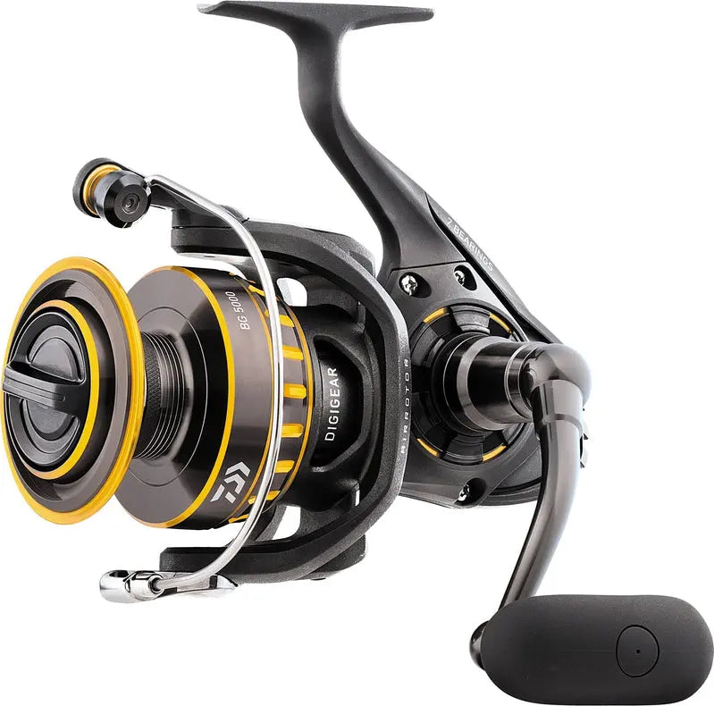 Daiwa BG Spinning Reel – Black Anodized Aluminum Body, Digigear Drive & Waterproof Saltwater Drag