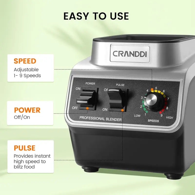 CRANDDI 1500W Commercial-Grade Blender with 80oz BPA-Free Pitcher