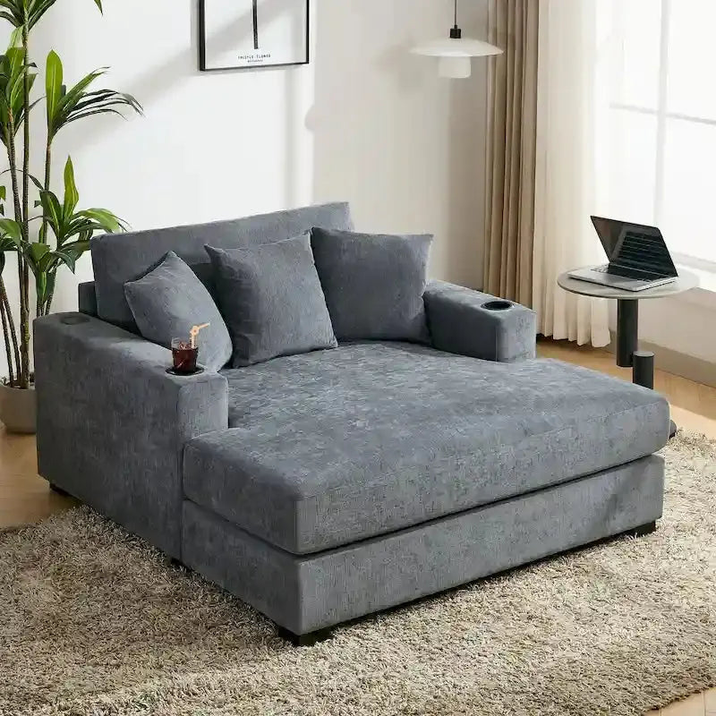 Oversized Chaise Lounger – Three-Size Options with Complementary Throw Pillows