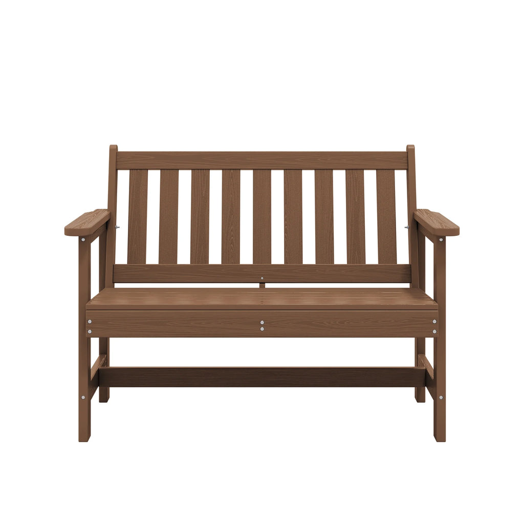 SERWALL Outdoor Bench for 2 - Person, Weather - Resistant HDPE with Aluminum Reinforcement, Supports 660 lb, Comfortable Seating for Patio, Garden, and Porch, Black