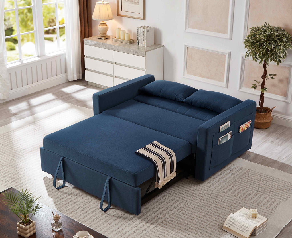 Noodeniya 54" Twins Pull Out Sofa Bed, Modern Convertible Sleeper Couch, Fabric Loveseat for Small Place, Light Gray