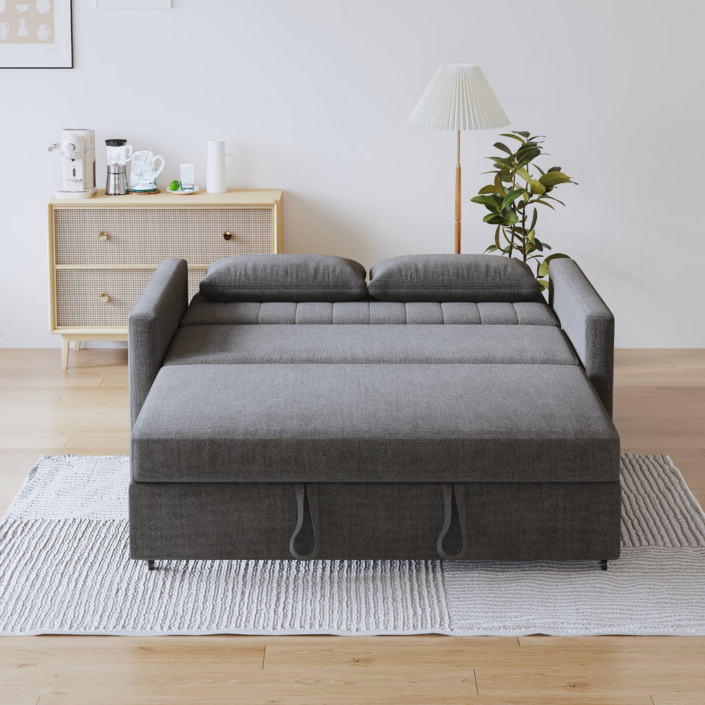 Noodeniya 54" Twins Pull Out Sofa Bed, Modern Convertible Sleeper Couch, Fabric Loveseat for Small Place, Light Gray