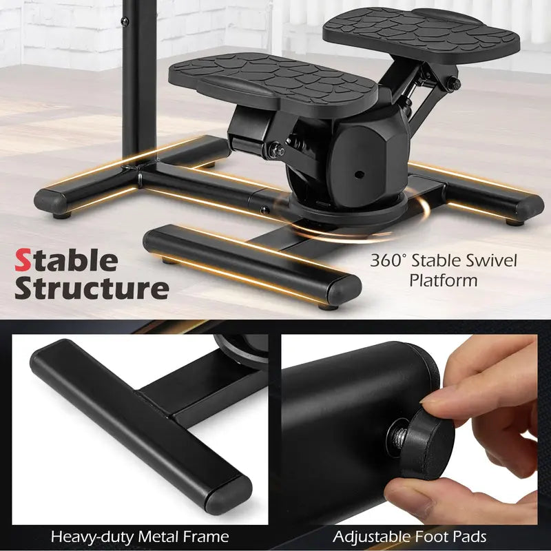 Dual-Function Twist Stepper – Waist Trimmer Platform with Handlebar & LCD Display