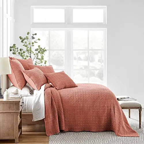 Levtex Home King Bedspread Set   Adobe Cotton Waffle