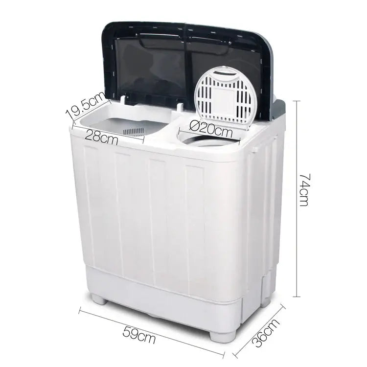Devanti 5kg Portable Twin-Tub Washing Machine – Compact White Laundry Solution