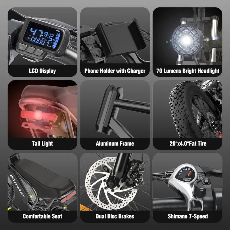 Q20 All-Terrain Fat Tire E-Bike – 2000W, 52V, 30–180 Mile Range for Adults