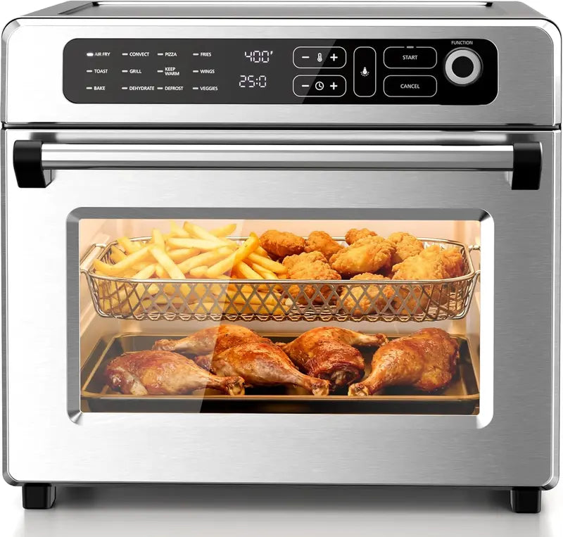Kismile 25QT 12-in-1 Air Fryer Toaster Oven Combo – Large Capacity Countertop Convection Oven