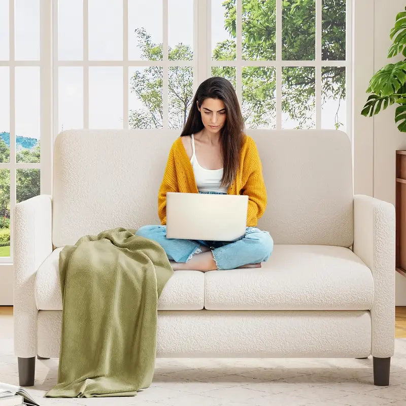 Loveseat Sofa – 51-Inch Corduroy Love Seat with Effortless Tool-Free Assembly & Plush Comfort