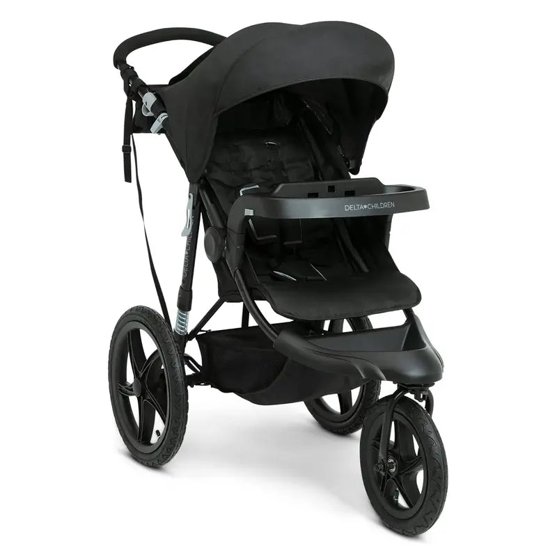 Delta Children Apollo Jogging Stroller – Shock-Absorbing Frame, Spacious Canopy, Recline Function