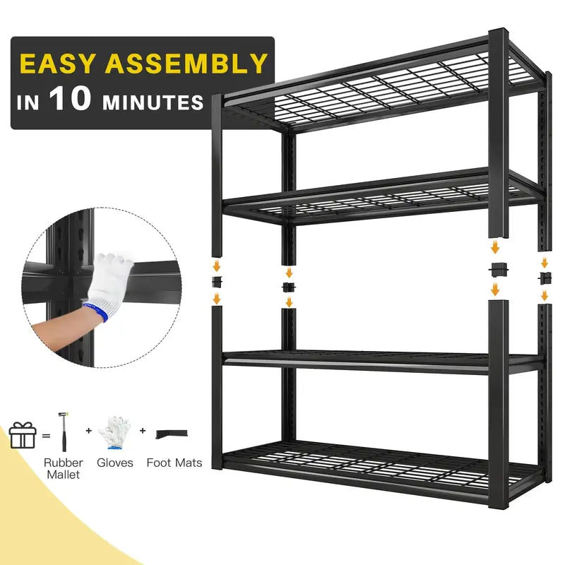 REIBII Heavy Duty Metal Garage Shelving 40″ Wide, 2240 LBS Capacity, Adjustable Storage Shelves for Home & Commercial Use