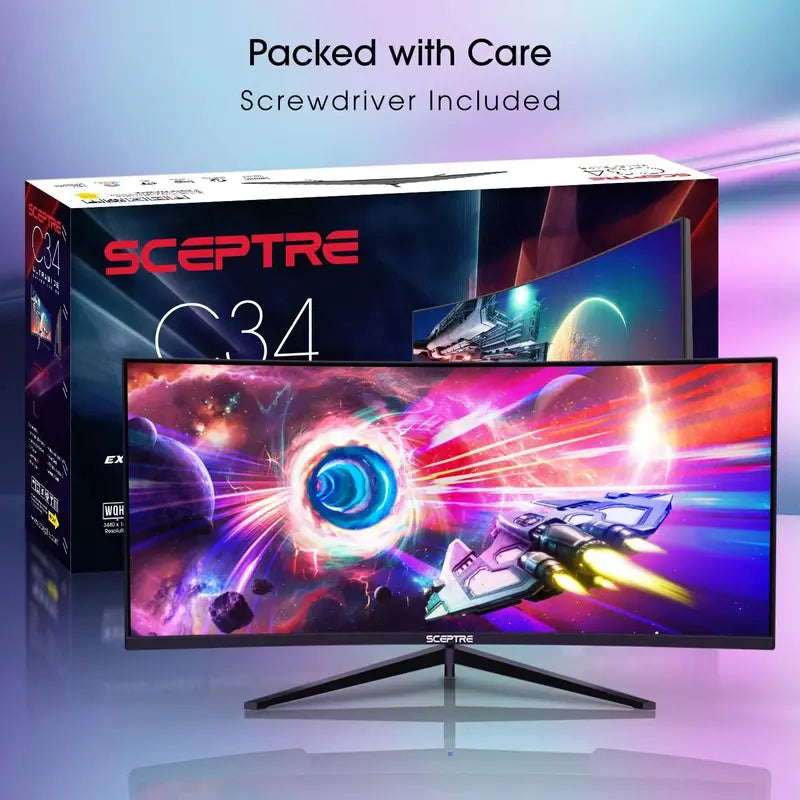 Sceptre 34-Inch Curved Ultrawide WQHD Monitor – 165Hz Refresh Rate
