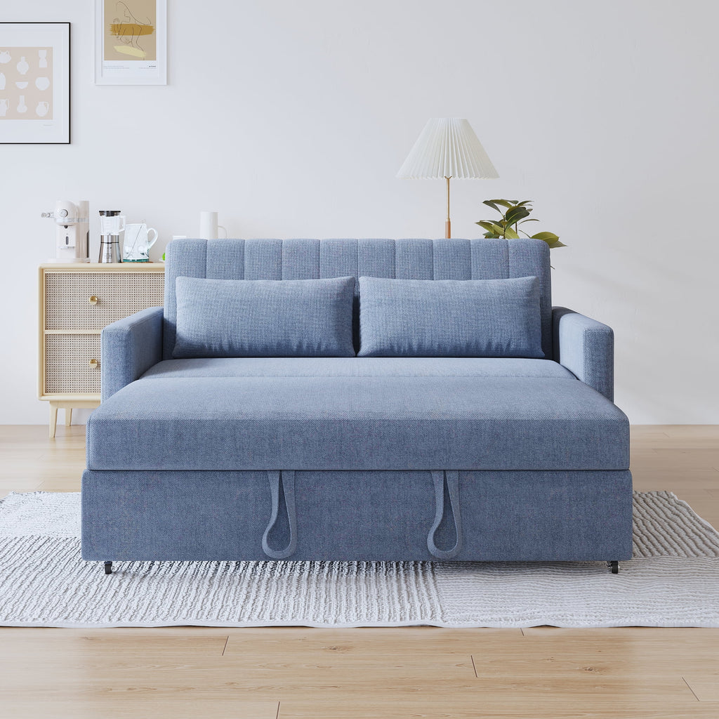 Noodeniya 54" Twins Pull Out Sofa Bed, Modern Convertible Sleeper Couch, Fabric Loveseat for Small Place, Light Gray