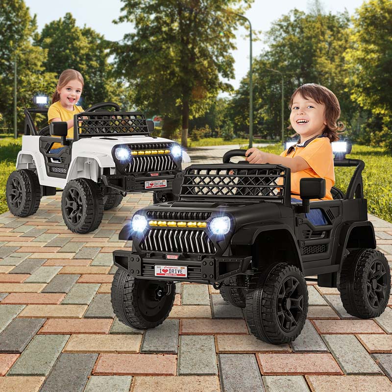 12V Kids Ride On Truck Car, Battery Powered Electric Vehicle with Parental Remote, LED Lights & Music Player for Boys & Girls Aged 3+