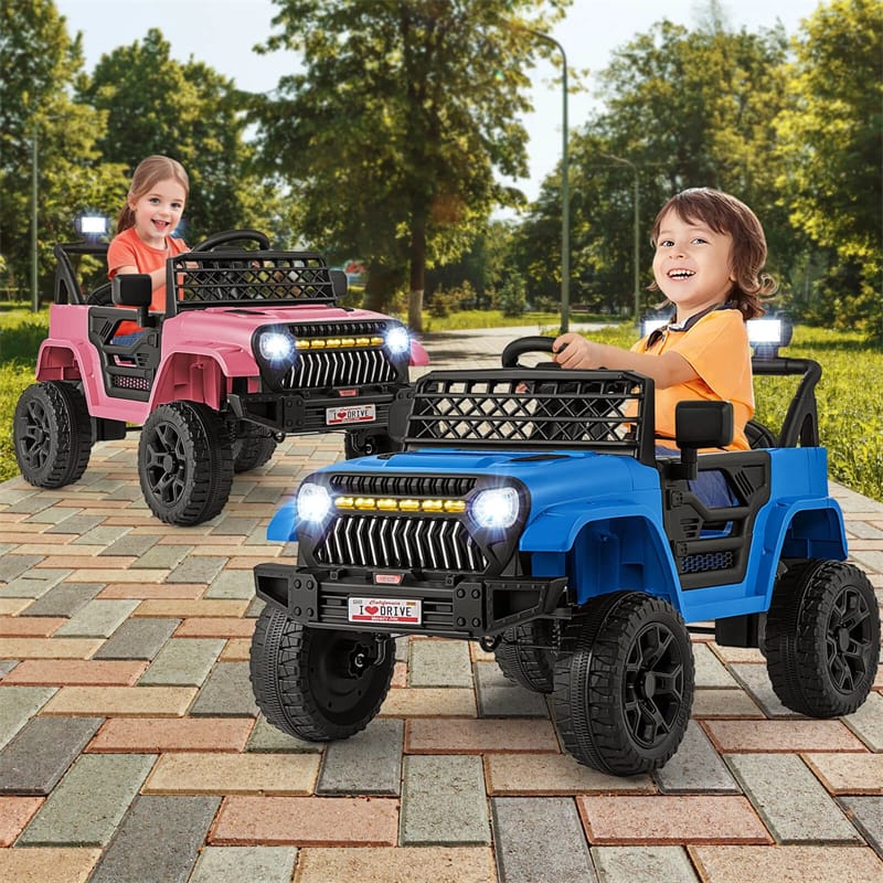 12V Kids Ride On Truck Car, Battery Powered Electric Vehicle with Parental Remote, LED Lights & Music Player for Boys & Girls Aged 3+