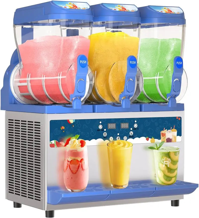Commercial-Grade Slush Machine – 30L Dual Tanks, 1000W, 304 Stainless Steel, Ideal for Bars & Cafés