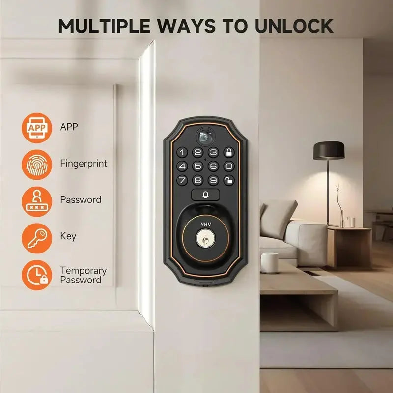 Smart Keyless Door Lock with Built-in Camera: Fingerprint, App & Remote Access Control